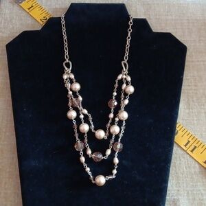 Vintage Liz Claiborne Beaded Gold Tone Necklace